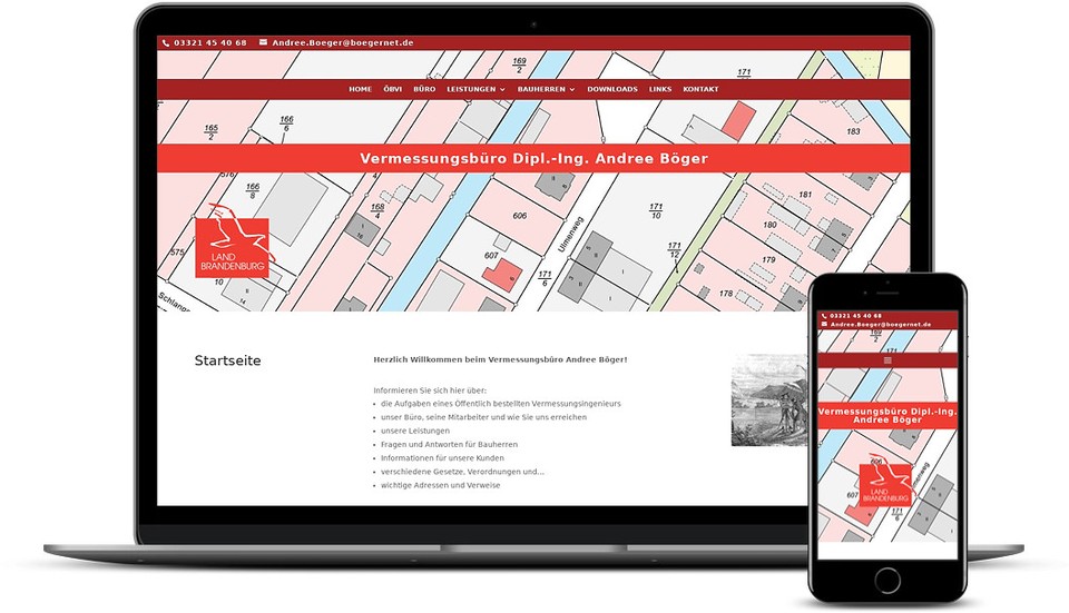 Kreative Website Erstellung - Referenz Vermessungsbüro Nauen Webdesign