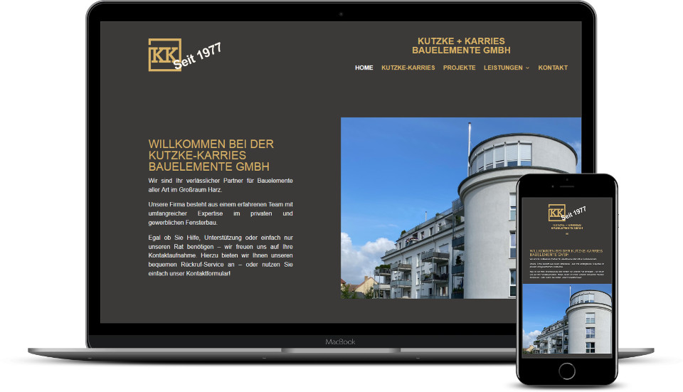 Kreative Website Erstellung Referenz Kutzke + Karries Webdesign