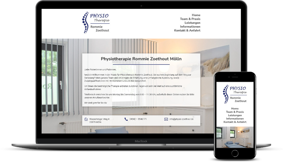 Kreative Website Erstellung Referenz Physiotherapiepraxis Webdesign