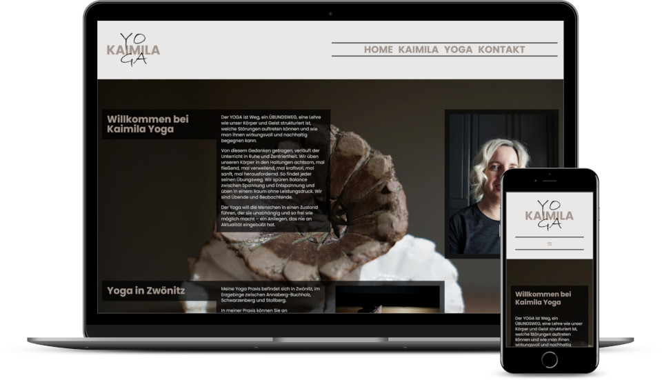 Kreative Website Erstellung Referenz Kaimila Yoga Webdesign