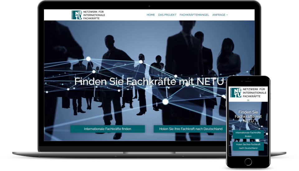Kreative Website Erstellung Referenz Fachkräfteportal Netzwerk NETU Webdesign