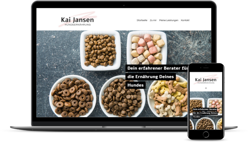 Kreative Website Erstellung Referenz Berater Ernährung Hunde Webdesign