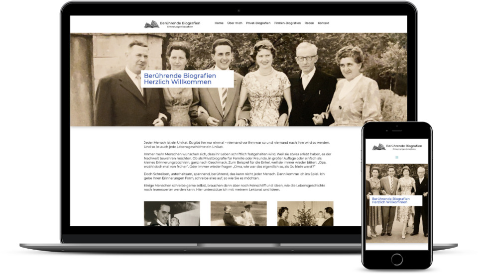 Kreative Website Erstellung Referenz Biografin Webdesign